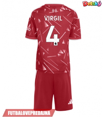 Lacne Dětský Futbalové dres Liverpool Virgil van Dijk #4 2026-27 Krátky Rukáv - Domáci (+ trenírky)